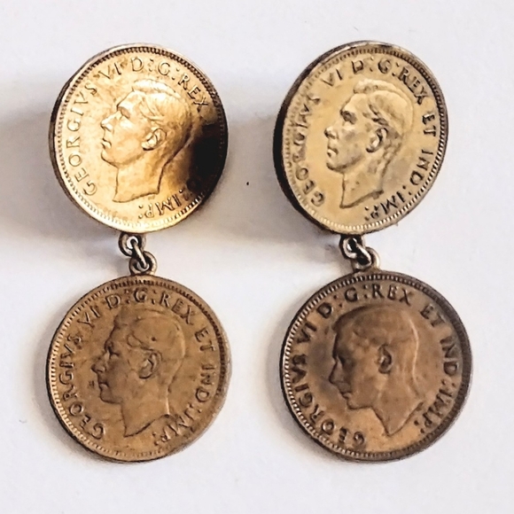 🆕 Vintage Estate 12K Gold Filled Canadian Maple Leaf Copper Penny Earrings - Picture 1 of 7